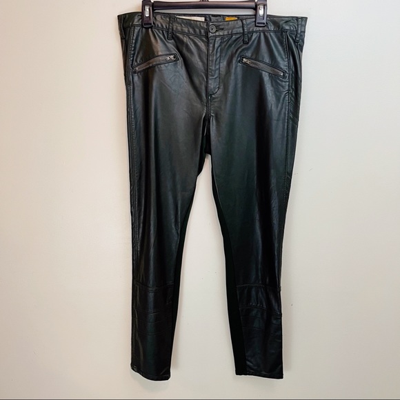 Anthropologie Pilcro and the Letterpress Green Vegan Leather Moto Pants - Picture 2 of 11